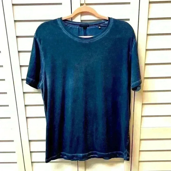 Patrick Assaraf Pima Cotton Stretch Vintage Wash T-Shirt Blue Size L - Picture 1 of 5